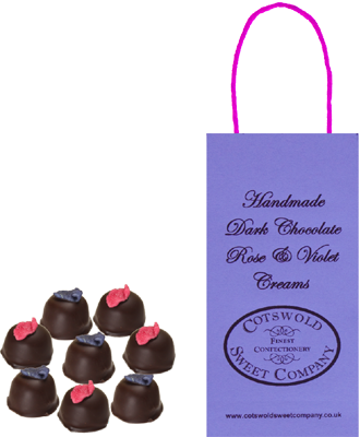 Dark Chocolate Rose And Violet Creams Boutique Bag