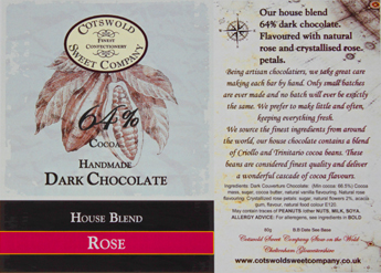 Handmade Dark Chocolate Rose Bar