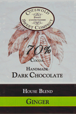 Handmade 70% Dark Chocolate Ginger Bar