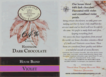 Handmade Dark Chocolale Violet Bar